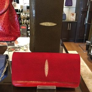 Lizard Leather and Stingray Clutches.